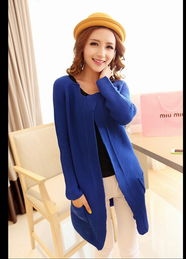 韩版时尚女装 秋冬必备纯色系带针织开衫